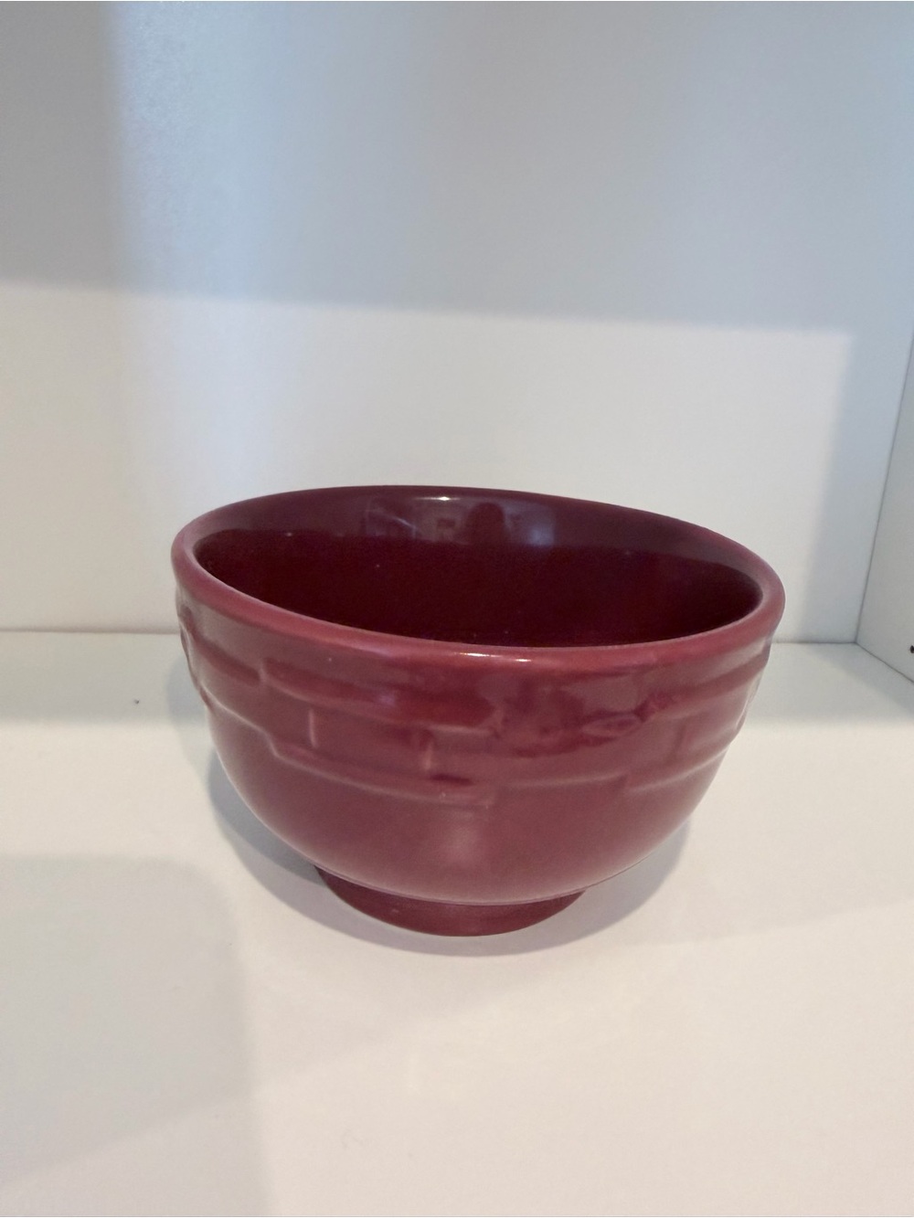 Longaberger Pottery Paprika Red Woven Basket Embossed Bowl 5”